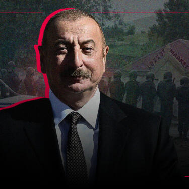 Aliyev in front of suppressed environmental protests