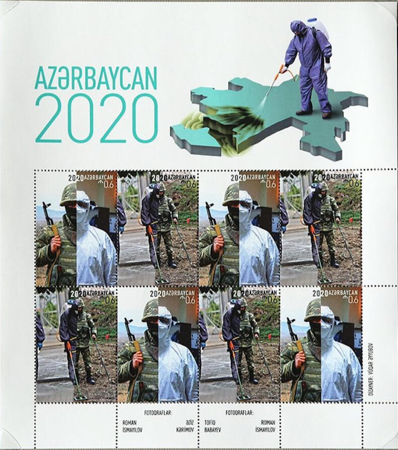 Azerbaijan state-sponsored stamps fumigating Nagorno Karabakh / Artsakh of Armenians